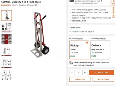 Milwaukee 1,000 lbs. Capacity 4-in-1 Dolly Hand Truck cart