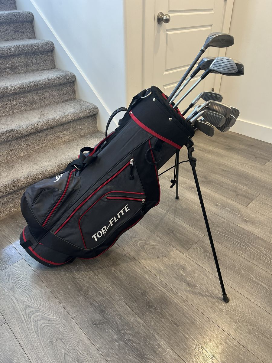 Beginner Golf Club Set with Top-Flite Stand Bag - Graphite Shafts (No Putter)