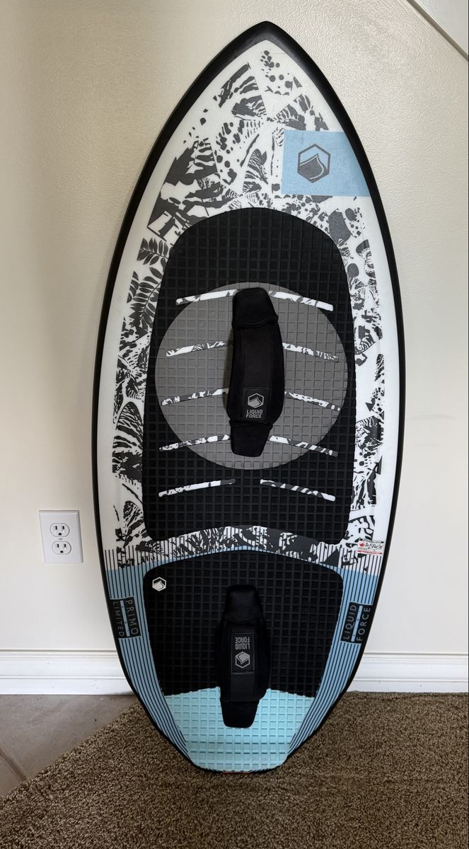 Liquid Force Grom Wakesurf Board, 4'0" x 19.7" - Redmon Shape, Black/White/Blue