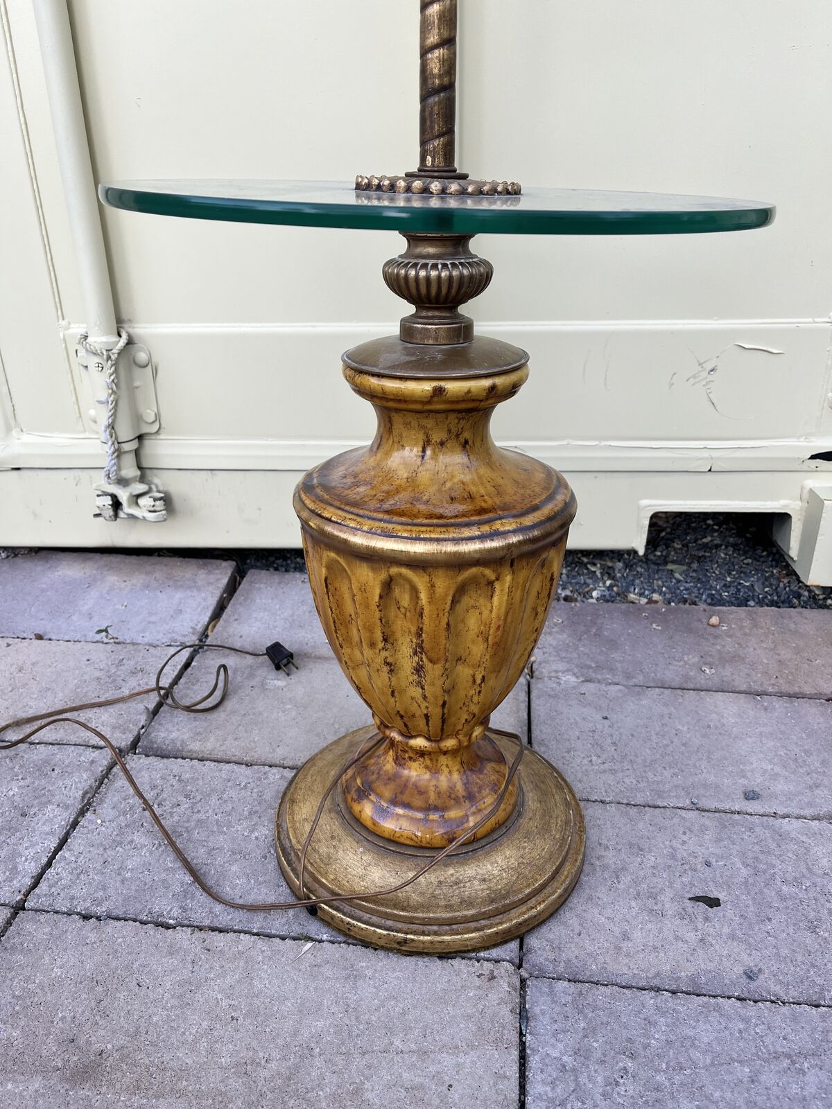 Vintage gold ceramic Floor table shelf lamp