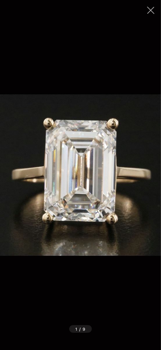 7.55 Carat Emerald Cut Lab Diamond Wedding Ring