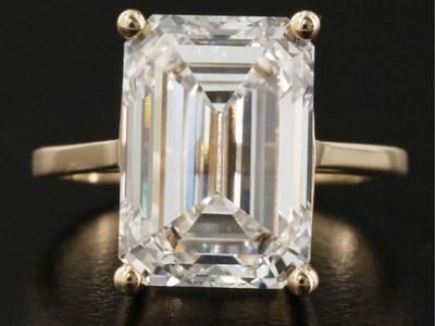 7.55 Carat Emerald Cut Lab Diamond Wedding Ring