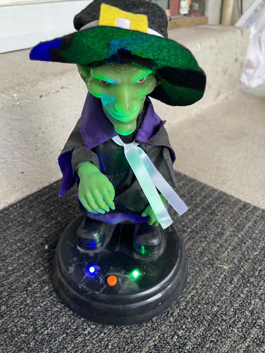 Animated Halloween Witch Figure with Sound and LED Lights