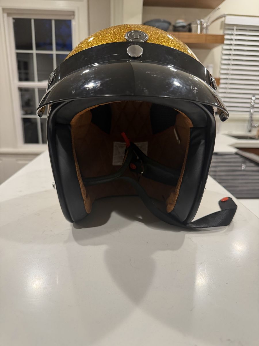 Gold Sparkle Motorcycle Helmet with Black Visor