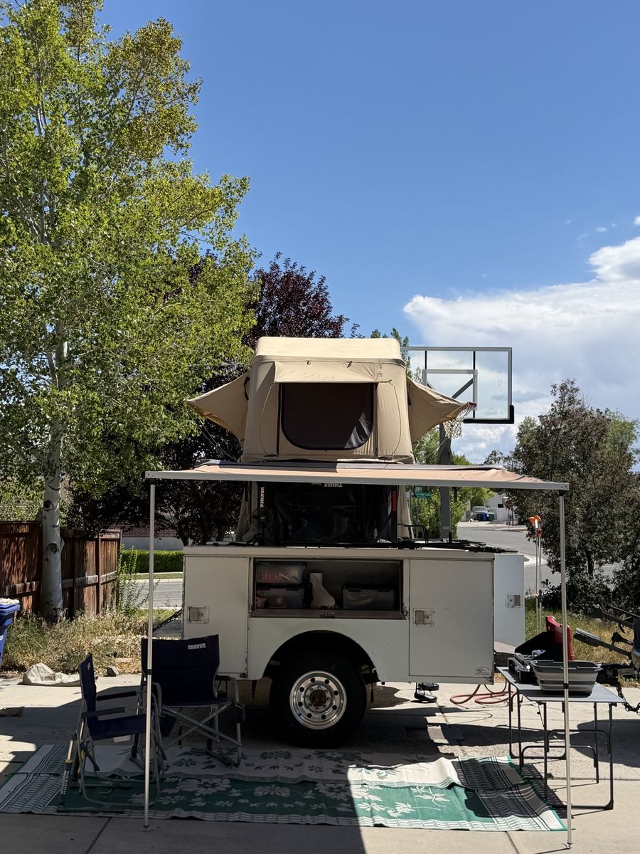 Overland Adventure Trailer w/ Rooftop Tent, Annex & Awning, Bike racks and hot shower