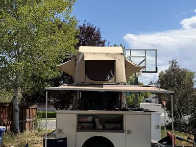 Overland Adventure Trailer w/ Rooftop Tent, Annex & Awning, Bike racks and hot shower