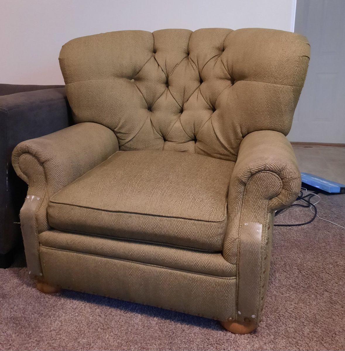 The Comfiest Oversized Green Tufted Chair Ever