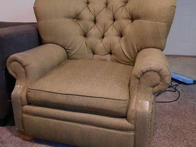 The Comfiest Oversized Green Tufted Chair Ever