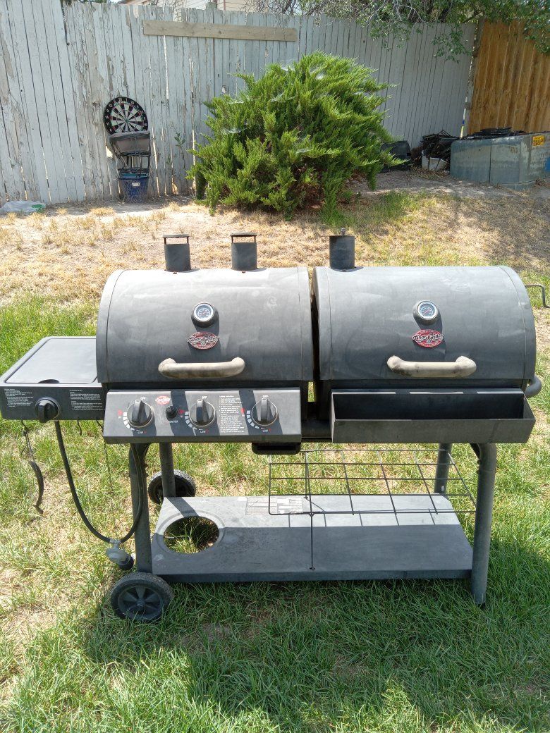 Char-Griller Dual Function Gas & Charcoal Grill with Side Burner and Cover