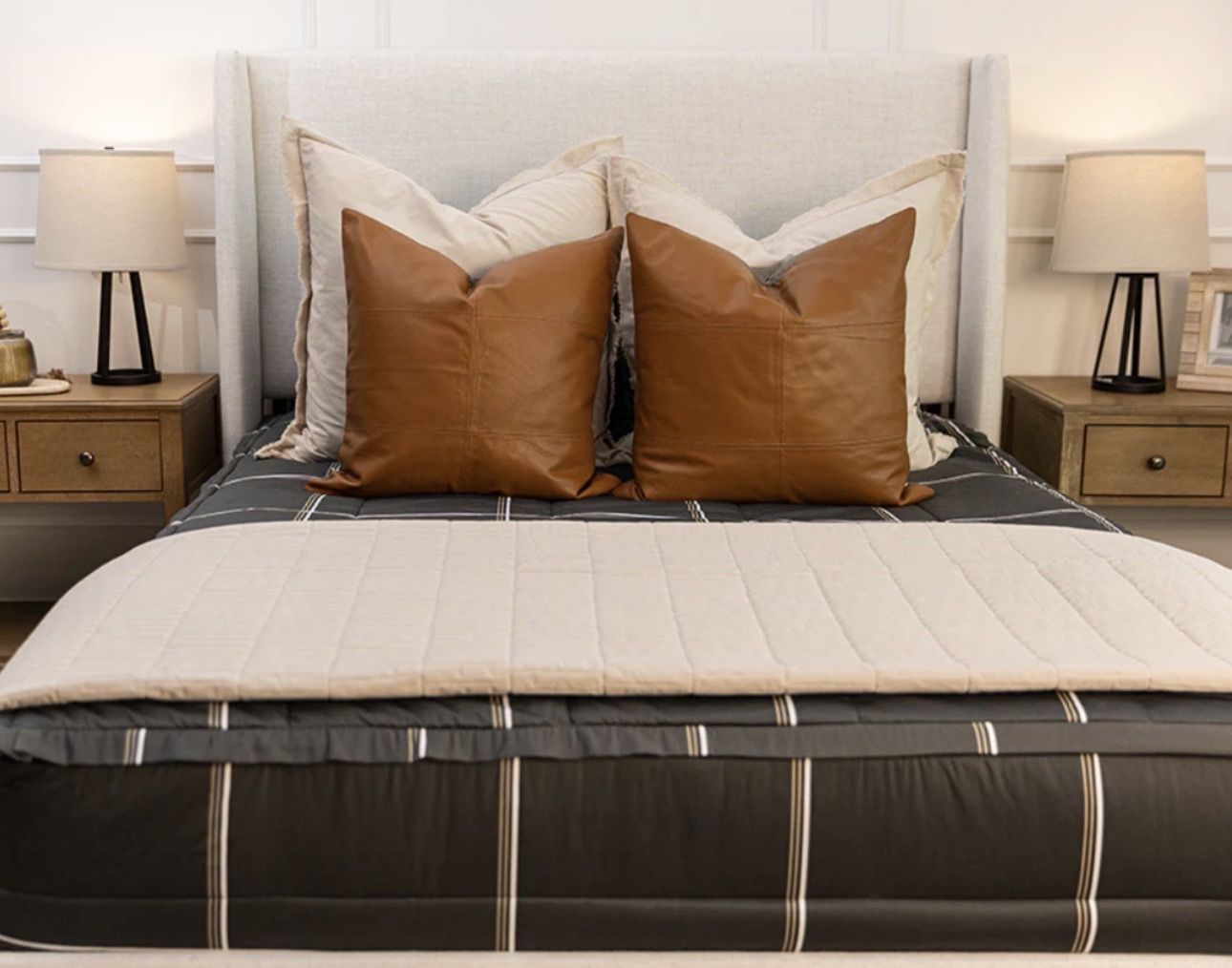 New Xl Twin size Jordan Beddy's Plaid Zip-Up Bedding Set - Charcoal/Gray in minky ZipBase 