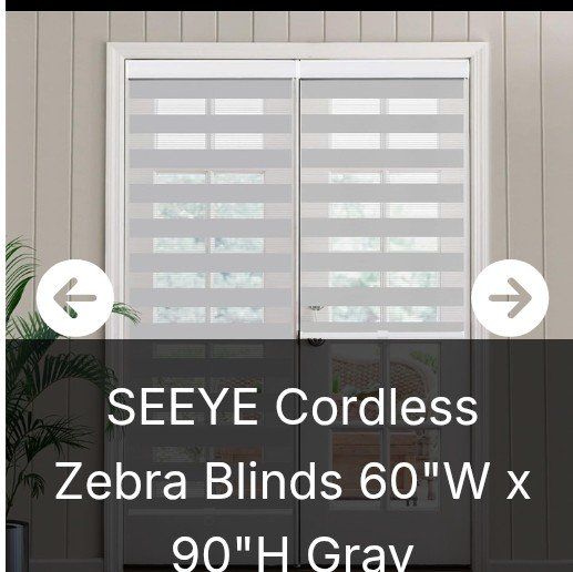 60" x 90" Cordless Zebra Blind (NEW)