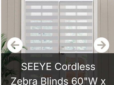 60" x 90" Cordless Zebra Blind (NEW)