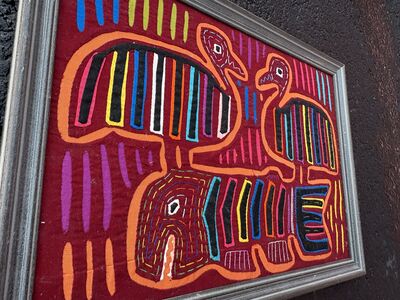 Beautiful, vintage Kuna Mola Indian textile wall art Tapestry
