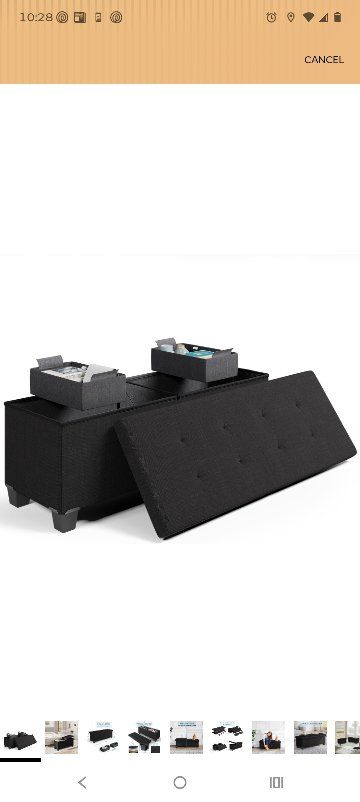 Storage Ottoman Bench with Storage Bins, 43-In Sto