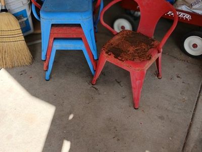 Vintage Style Metal Kids Armchairs - Set of 4 (Red & Blue)
