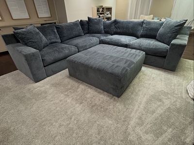 Potato Barn Sectional Sofa with Matching Ottoman - Excellent Condition Living Room Furniture
