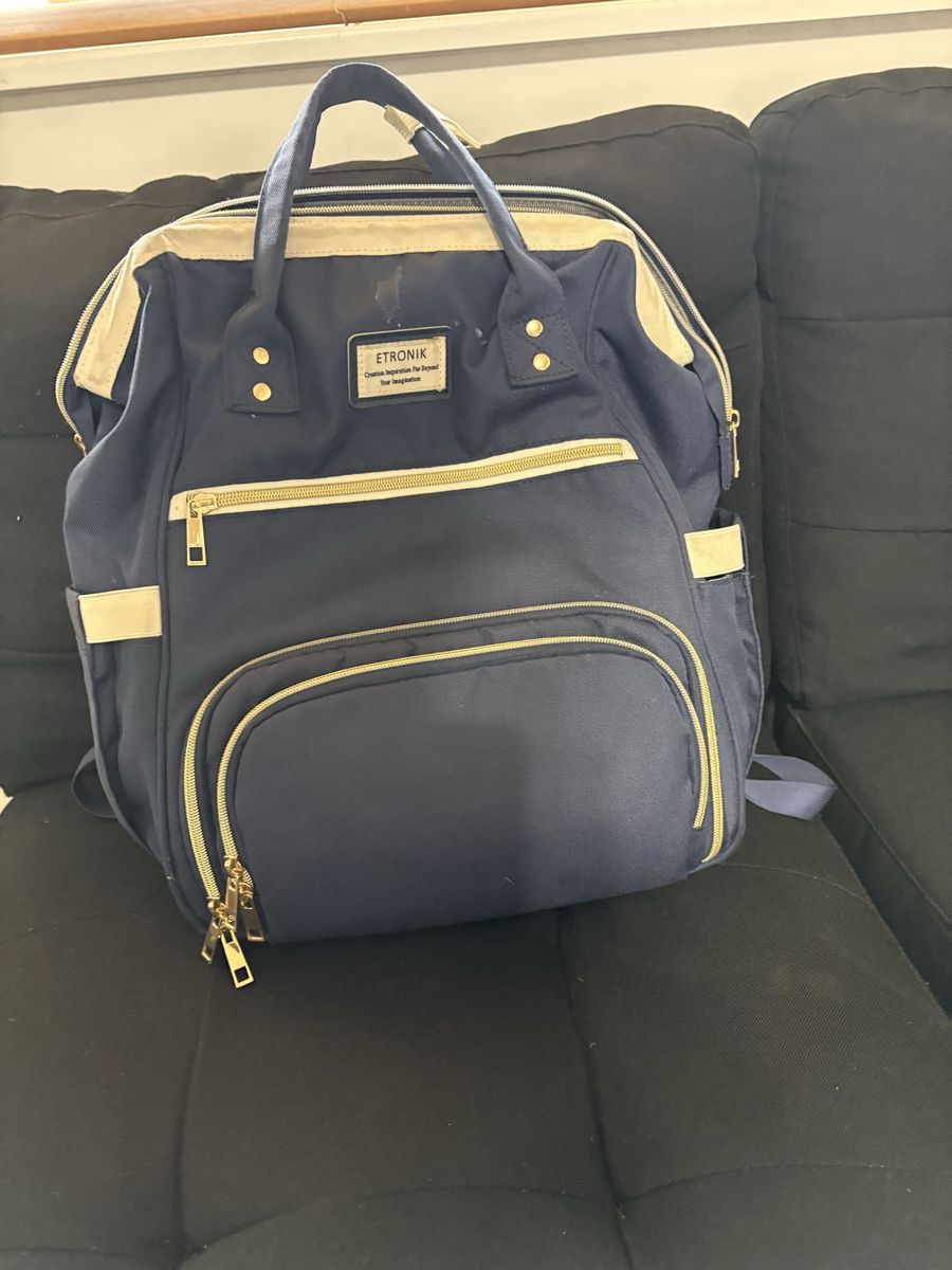Navy Blue Baby Diaper Backpack with Insulated Pockets