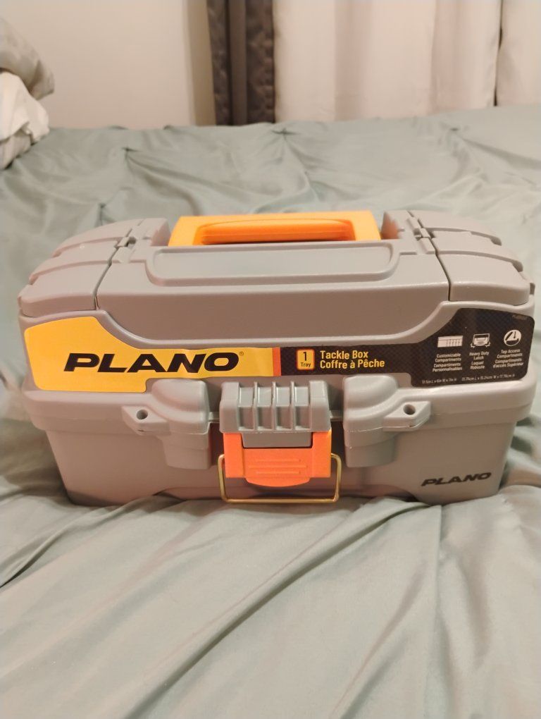 New Plano 1-Tray Tackle Box with Assorted Lures and Fishing Gear