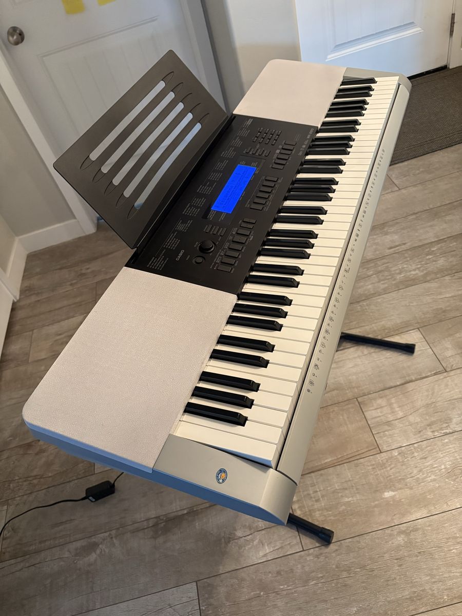 Casio WK-220 Electronic Keyboard 76-Key Digital Piano with Stand & AC Adapter,