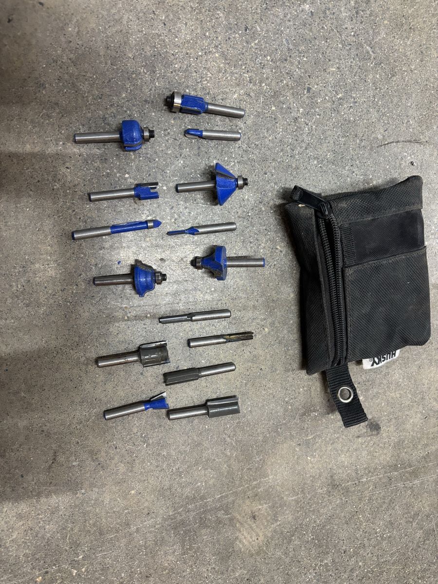 Husky Router Bit Set with Pouch - Various Styles for Woodworking