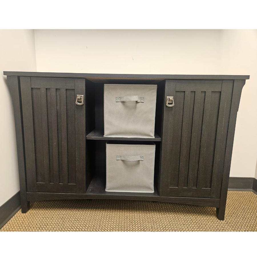Vintage Black Storage Accent Cabinet / Side Board Table