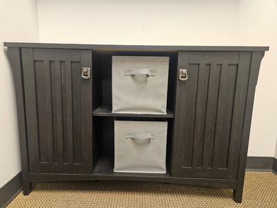 Vintage Black Storage Accent Cabinet / Side Board Table