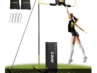 APEX Sports Adjustable Volleyball Spike Trainer - Solo Practice Aid (6-11 ft Height)