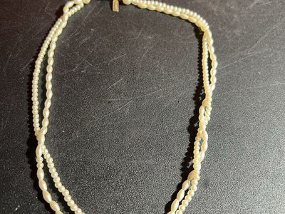 Marvella Two-Strand Ivory Faux Pearl Beaded Necklace - Vintage Style, 16 inch length