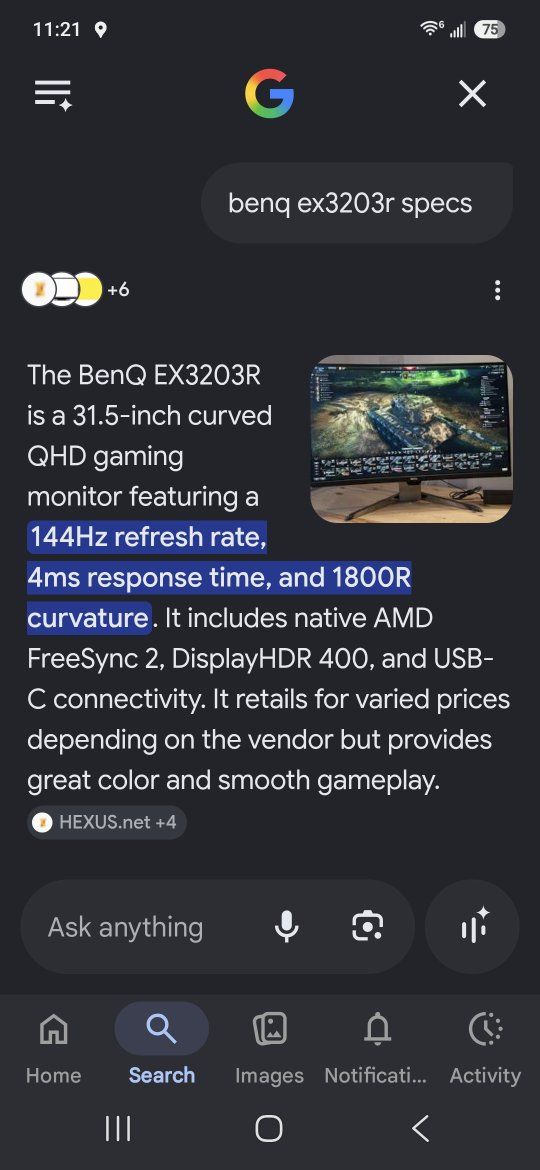 BenQ EX3203R 31.5" Curved QHD Gaming Monitor 144Hz 4ms FreeSync 2 USB-C
