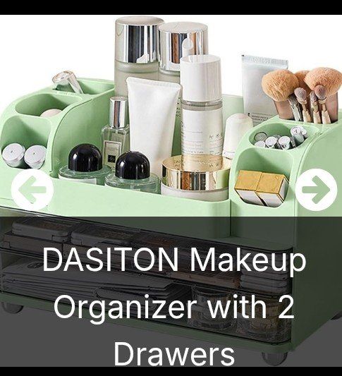 DASITON Large Capacity Makeup Organizer with 2 Drawers - Green