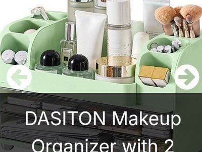 DASITON Large Capacity Makeup Organizer with 2 Drawers - Green