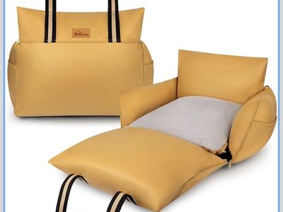 New. Sabachki Luxury 2-in-1 Dog Booster Car Seat and Carrier Bed - Yellow Gold