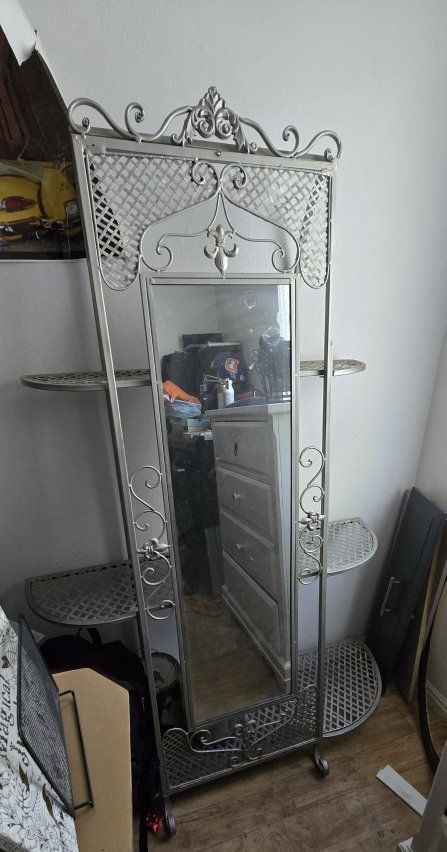 Mirror with shelves
