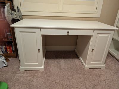 White Wooden IKEA Desk and Bed Frame