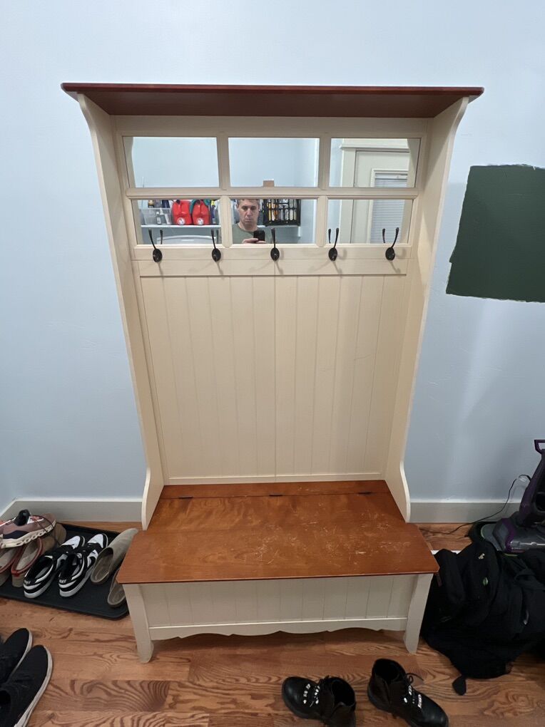 Hall Tree Coat Rack with Bench and Shoe Bin