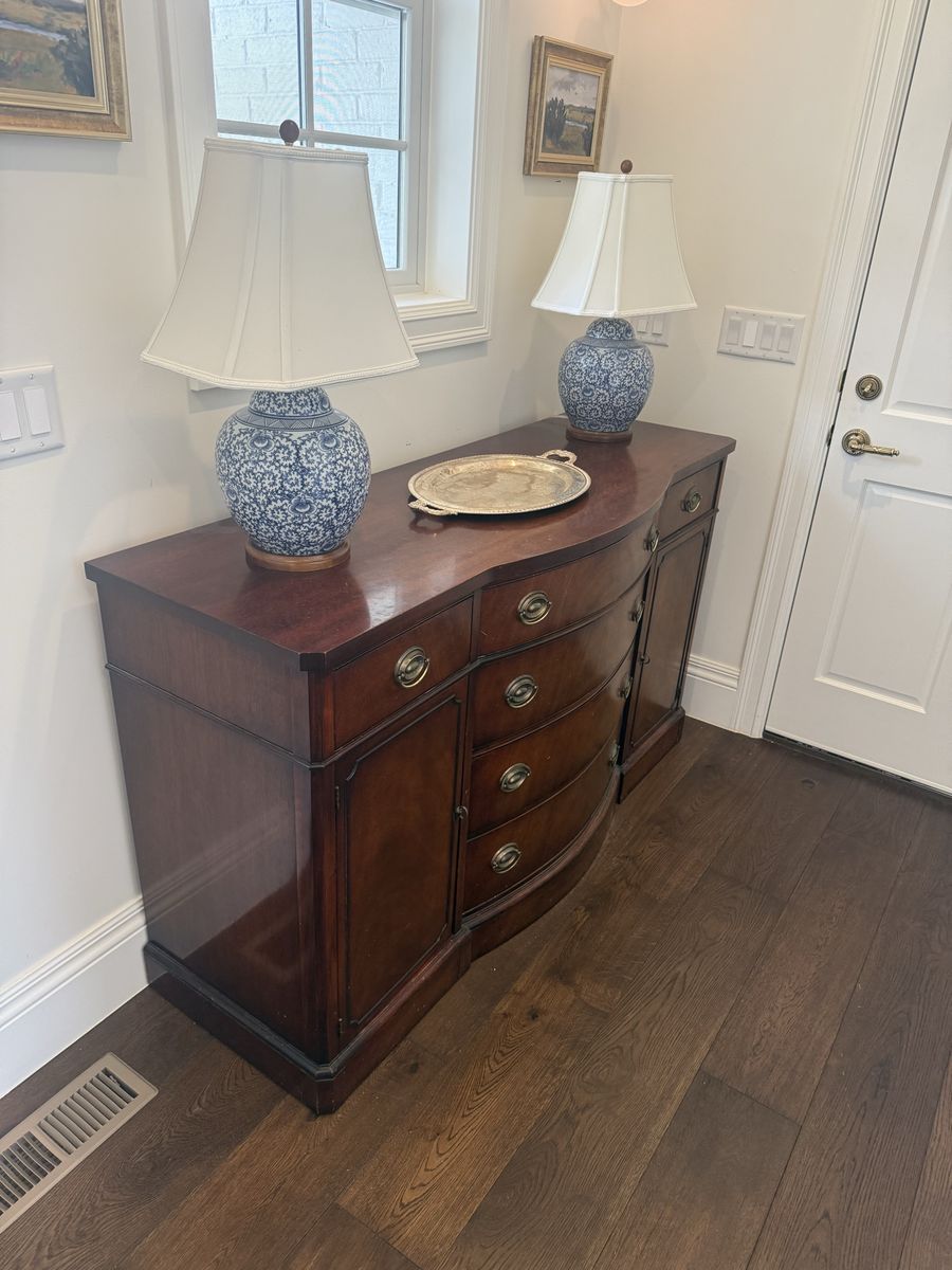 Classic Bow Front Sideboard Buffet Cabinet with Drawers and Storage