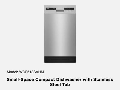 New Whirlpool 18 Inch Built-In Dishwasher Stainless Steel