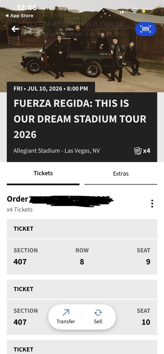 2 FUERZA REGIDA TICKETS ( for vegas )