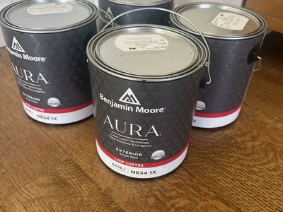 Benjamin Moore Aura Exterior Chantilly Lace Paint- four cans