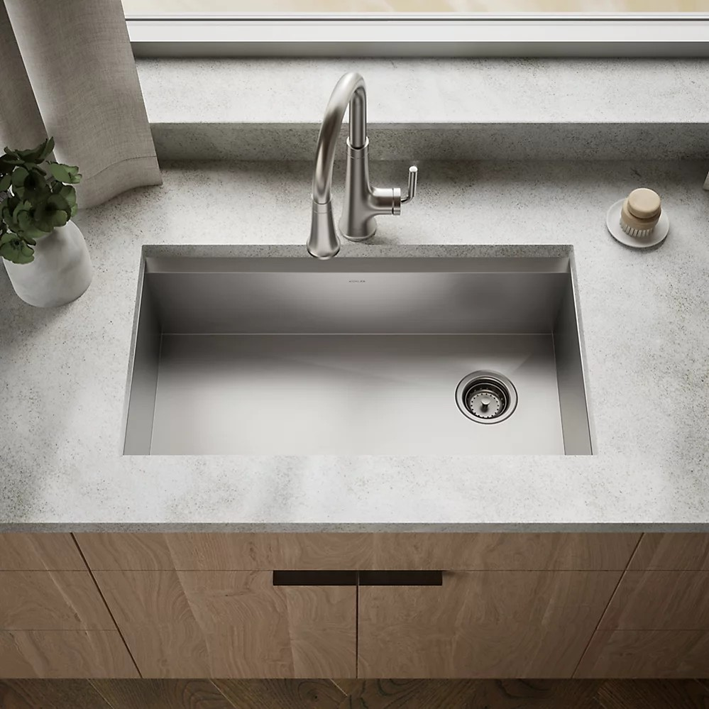 KOHLER LASSEN 33" TOP/UNDERMOUNT SINGLE-BOWL KITCHEN SINK RH33837-1-NA STAINLESS STEEL-NEW IN ORIGINAL BOX!!!