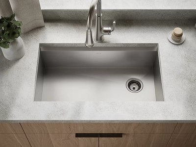 KOHLER LASSEN 33" TOP/UNDERMOUNT SINGLE-BOWL KITCHEN SINK RH33837-1-NA STAINLESS STEEL-NEW IN ORIGINAL BOX!!!