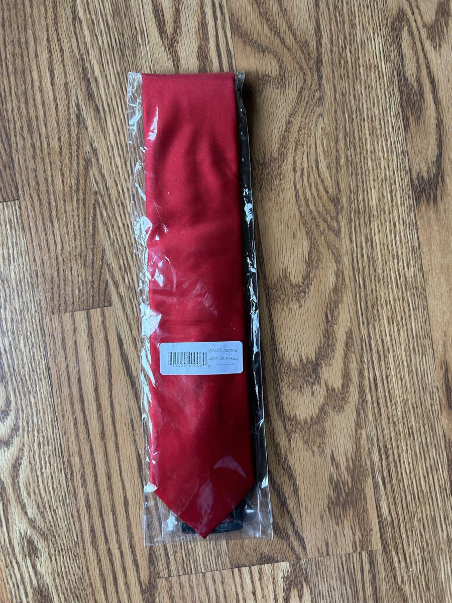 New Classic Red Mens neck tie pocket square 3”