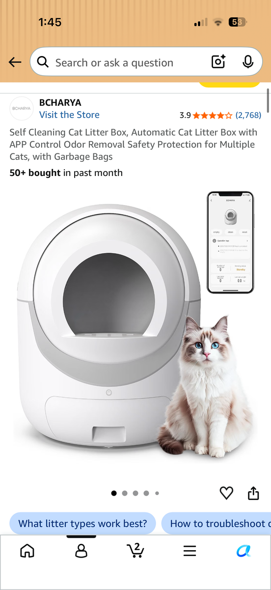 BCHARYA Self Cleaning Litter Box, Automatic Lit