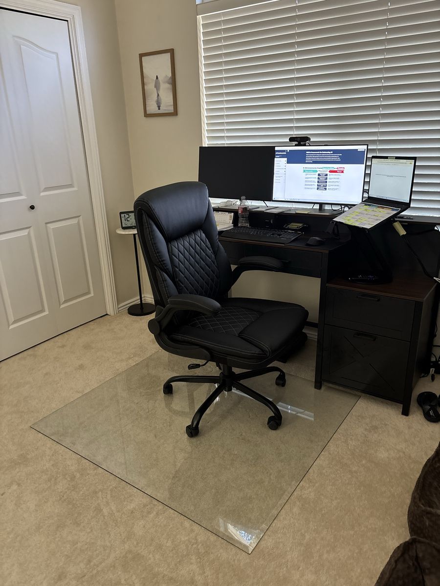 Latitude Run Marama Ergonomic Black Leather Office Chair with Flip-Up Armrests