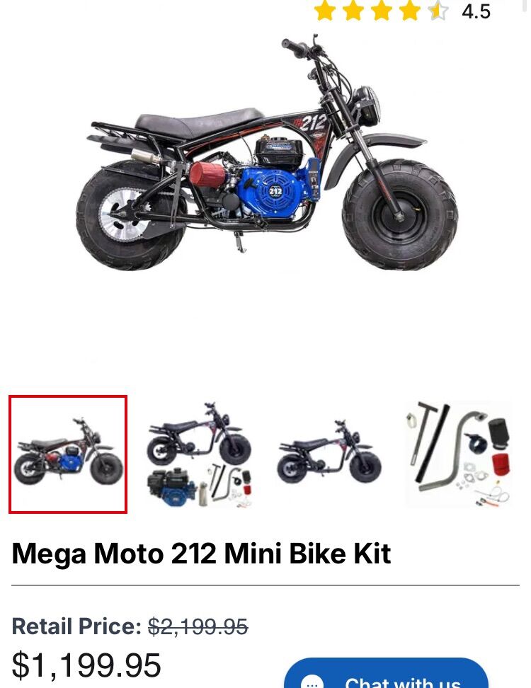 Mega Moto 212 Tillotson Mini Bike Pit Bike