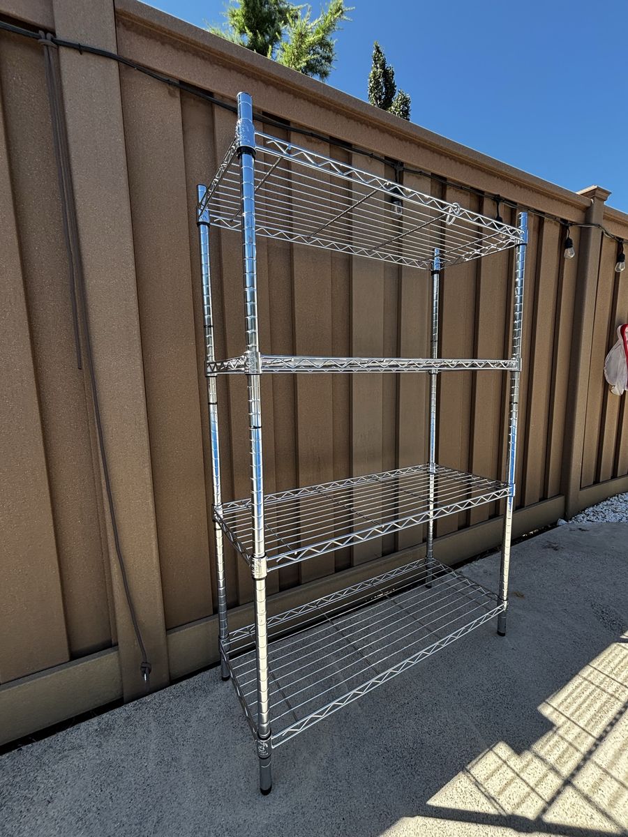 4-Tier Chrome Wire Shelving Storage Rack Utility Unit