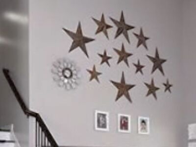 set of 12 metal tin decorative stars