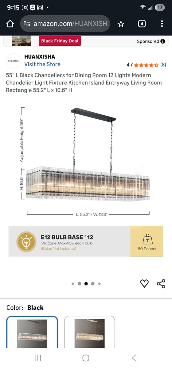 Brand New black chandelier