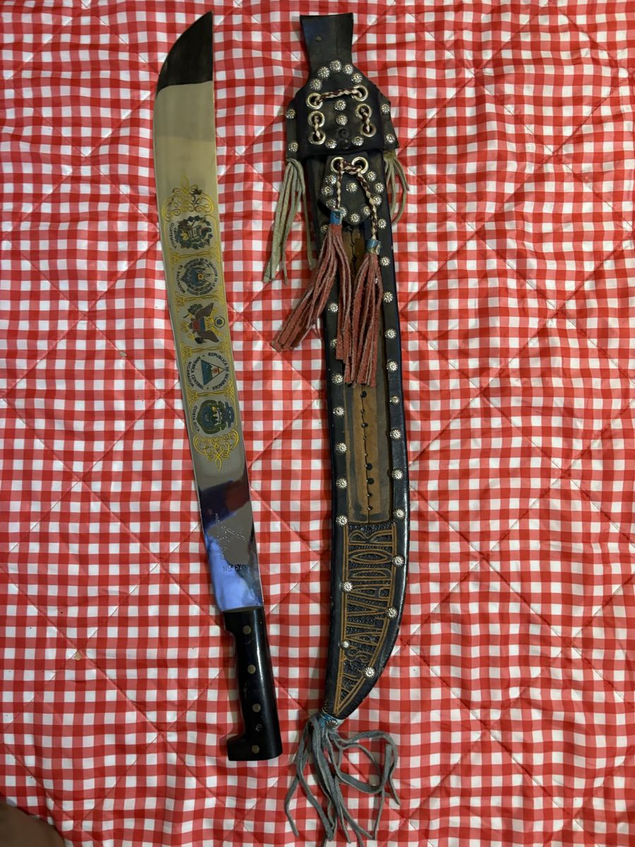 Vintage El Salvador Machete with Ornate Sheath - Collector's Item