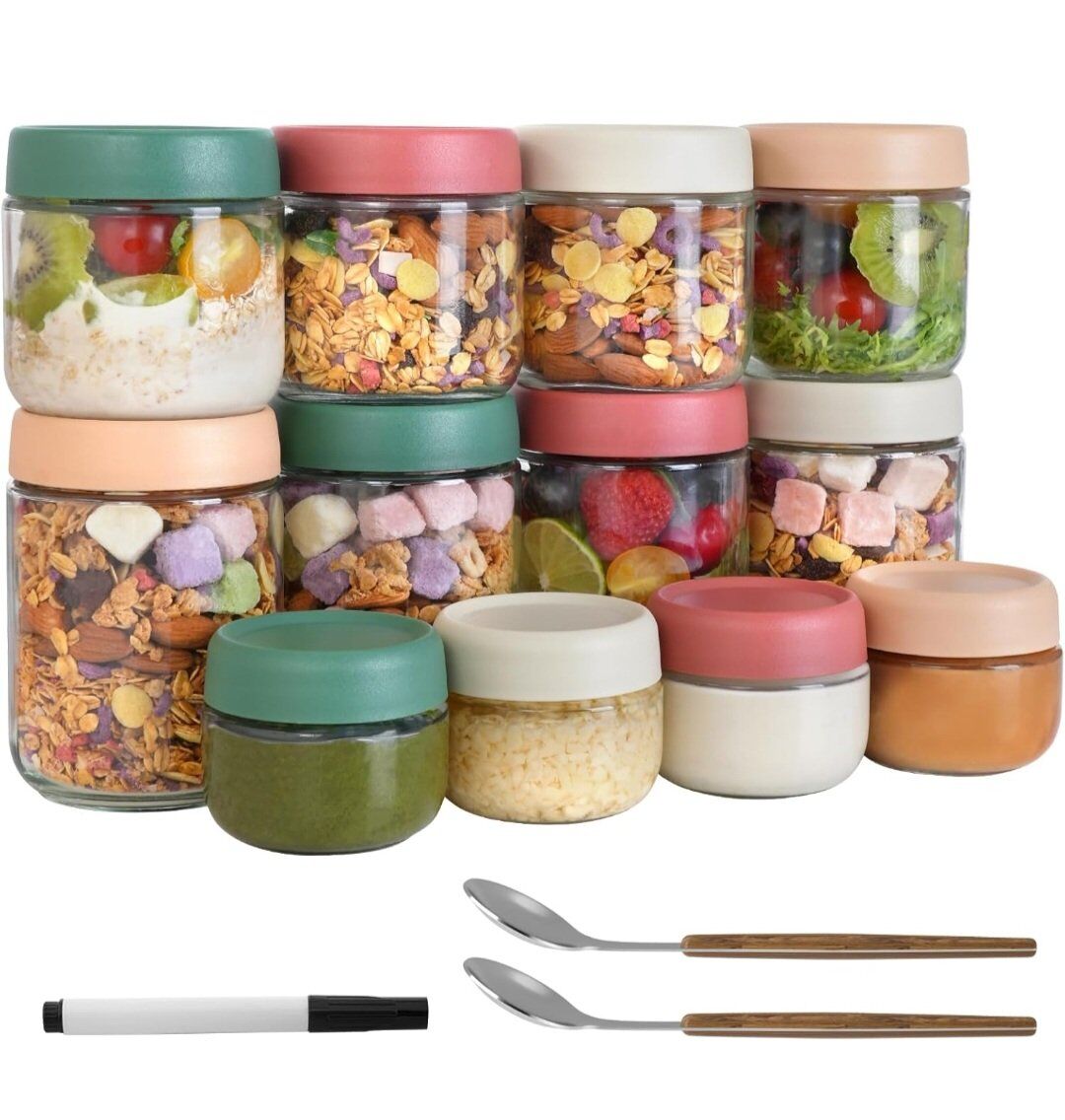 12 pieces Glass Jars.